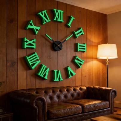 3D DIY Acrylic Mirror Wall Clock, Quartz Hanging Clock, European Style (Color: Black L, Size: 36 Inches (60-90cm))