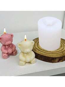 Bow Tie Hugging Bear DIY Handmade Fragrance Plaster Multifunctional Silicone Mold - White - View 2