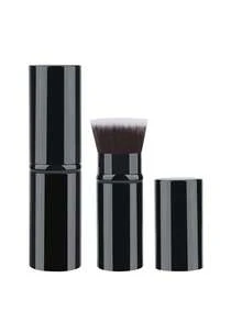 一套旅行装粉底腮红化妆刷，铝制手柄，适用于液体、膏状和化妆品 - 黑色 - 查看 9