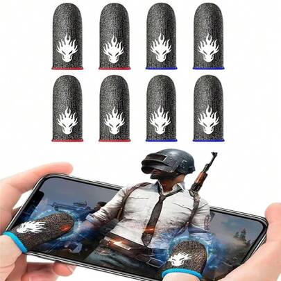 Pcs Gaming Finger Sleeves (4 Red + 4 Blue) - Anti-Sweat & Non-Slip Grip For Mobile Gaming - Enhanced Touchscreen Control For : Mobile,  &