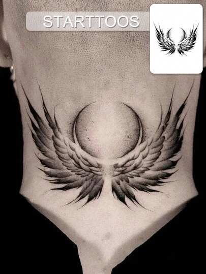 Small Floral Arm Tattoo Sticker - Gothic Style Wings & Sun Moon Design Temporary Neck Tattoo, Suitable For DIY, Anime Convention, Carnival, Music Festival, Valentine's Day, Party Gifts, Waterproof Realistic Tattoo Sticker For Wrist, Ankle, Shoulder, Collarbone, Body Skin