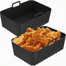 2pcs Reusable Silicone Air Fryer Liners | Non-Stick Baking Parchment Inserts, Air Fryer Kitchen Accessories - Multicolor - View 14