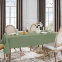 Outdoor Sage Green Table Cloth Wipe Clean Tablecloth Rectangular 140x200 CM Water Resistant Wipeable Tablecloths Washable Polyester Table Cloths For Picnic Camping Garden Spring55x78 Inch  Dfe - Sage - View 6