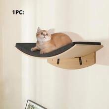 1件套猫咪壁挂架兼栖木，弧形猫吊床带柔软垫子，猫咪壁挂台阶 - 彩色 - 查看 9