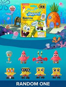 Nickelodeon 1个尼克儿童频道海绵宝宝官方授权盲盒玩具 3D 收藏人偶 迷你动漫手办 随机款式 家居桌面装饰及粉丝收藏 海绵宝宝爱好者的理想惊喜礼物 - 彩色 - 查看 1