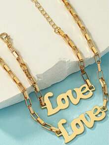 1 Customized Aomogo Stainless Steel Bracelet And Necklace Set With Love Pendant, Necklace, And Pendant, Romantic Ladies' Anniversary Jewelry Gift - Multicolor - View 1