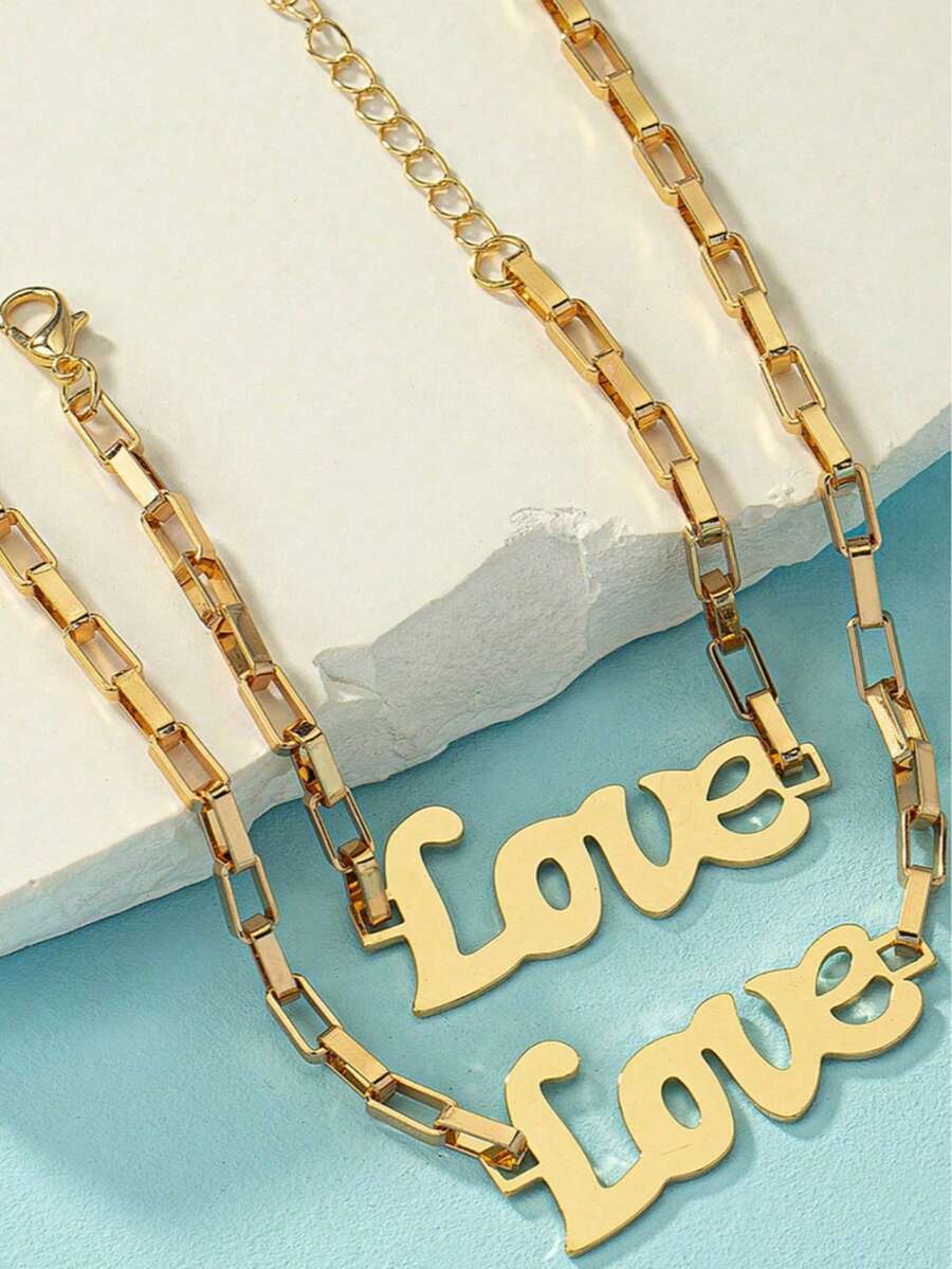 1 Customized Aomogo Stainless Steel Bracelet And Necklace Set With Love Pendant, Necklace, And Pendant, Romantic Ladies' Anniversary Jewelry Gift - Multicolor - View 1