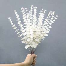 24 PCS 20 Inches Artificial Eucalyptus Stems Realistic Faux Eucalyptus Branches Leaves For Wedding Bouquet Home Table Vase Decor - trắng - Xem 1