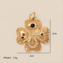 1pc INS Fashion Flower, Lucky Clover, Heart Zirconia Small Flower Rose Pendant, 18K Gold Plated, Waterproof And Fade-Resistant, DIY Jewelry Accessory, Necklace, Bracelet, Earring, Keychain, Bag, Women Jewelry, Wallet Charm, Small Pendant, Gift - Multicolor - View 15