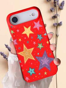 1pc Vibrant Multicolor Star Pattern Phone Case.Playful Design,Fun Y2K Aesthetic Phone Accessory.Compatible With Iphone 17promax/17pro/17/17Air/16promax/16puls/16pro/16/15promax/15puls/15pro/15/14promax/14puls/14pro/14/13promax/13pro/13/12promax/12pro/12 - Burgundy - View 2
