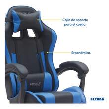 Silla Gamer Ergonómica Reclinable Súper Cómoda - Styrka Color Azul Material del tapizado Cuero sintético - Azul - Ver 9
