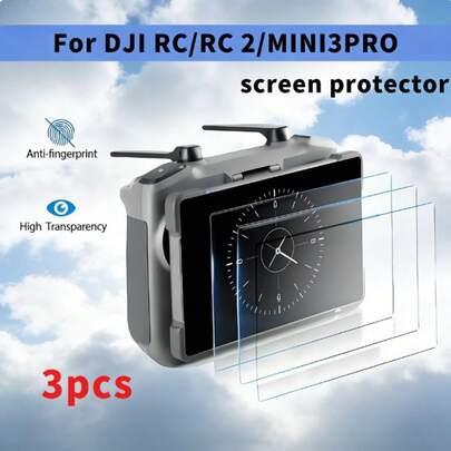 3 pezzi Protezione schermo in vetro temperato trasparente per telecomando/telecomando 2/MINI3PRO, durezza 9H, facile da applicare, semi-trasparente ad alta definizione, custodia protettiva con piccolo strumento, anti-graffio, immagine di alta qualità, anti-impronta, adatto come regalo di Natale