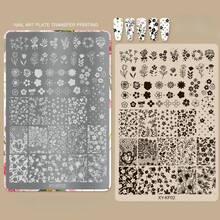 美甲印花板套装，含底板，图案包括蝴蝶结、花朵、蕾丝和格子 - 美甲印花板，美甲工具 - 彩色 - 查看 11