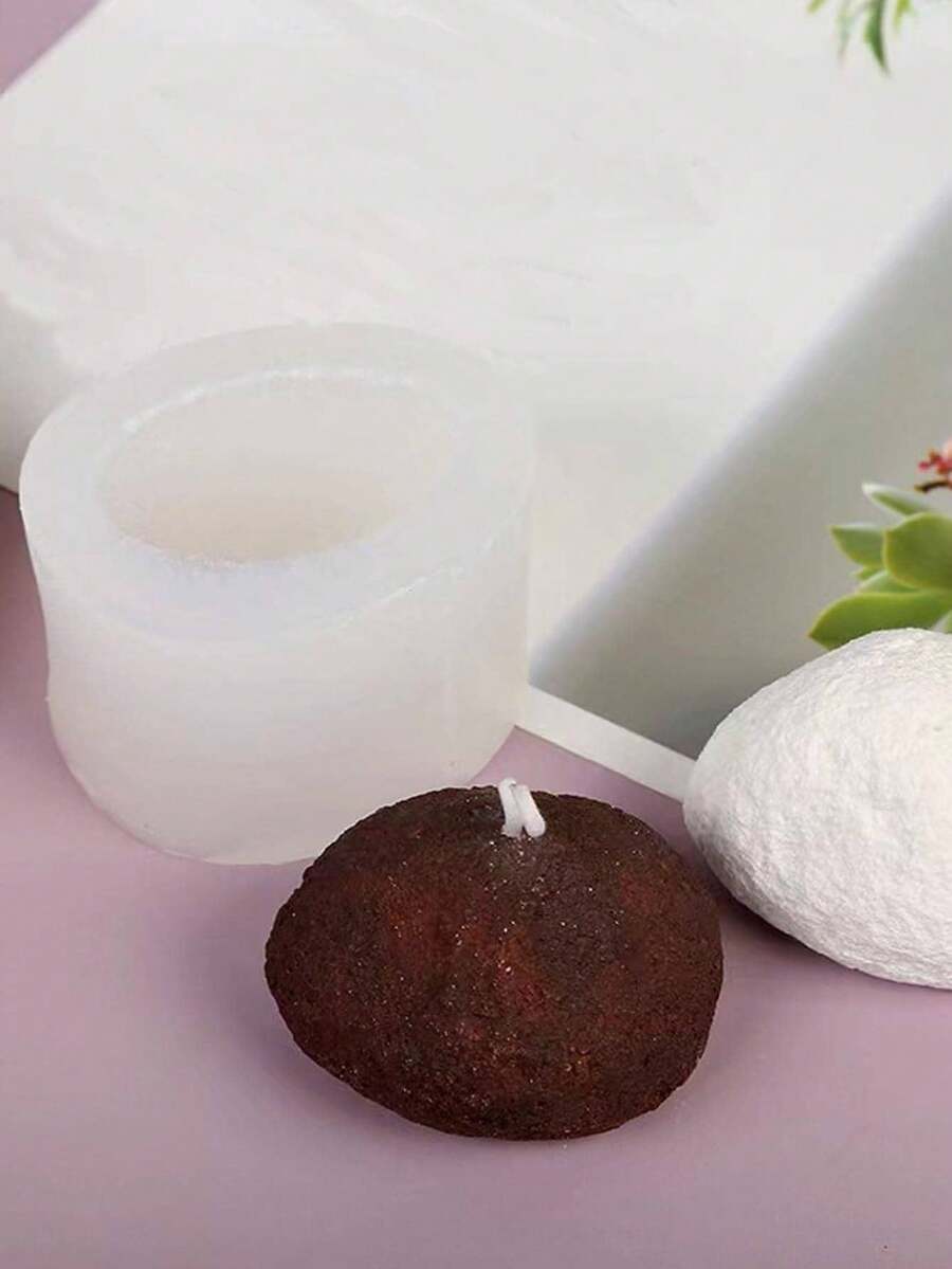 1pc Stone Ice Flower Scented Candle Gift, DIY Silicone Mold - White - View 1