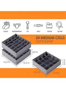 1pc/4pcs/6/7/8/24 Grid Underwear Storage Box, Drawer Style Mesh Foldable Storage Box, Household Compartment Bra, Socks, Tie Organizer Box, Multi-Layer Design, Suitable For Wardrobe And Drawers, Foldable Underwear Organizer Box, Stackable Design, Dark Grey Foldable Storage Box, Toy And Miscellaneous Storage Box, Cosmetic Storage Box,Storage Organizer,Travel Essential - Multicolor - View 2