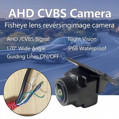 Cámara de reversa HD 1080P, ángulo amplio de 170°, ajustable, anti-interferencia, pequeña cámara de visión trasera para automóvil