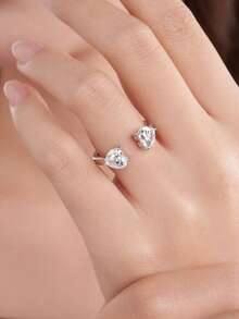 Nhẫn Moissanite bạc 925, không gây dị ứng, nhẫn đính hôn/cưới, thiết kế tối giản, dễ đeo hàng ngày, quà tặng cho ngày Valentine, sinh nhật, đám cưới, đựng trong hộp quà. - Bạc - Xem 4