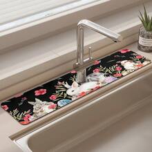 1pc Easter Bunny Printing Sink Faucet Water Absorption Pad, Drainage Pad, Kitchen, Bathroom Sink, Countertop, Drainage Pad, Diatomite Washbasin, And Cuttable Quick-Drying Pad. - Multicolor - View 11