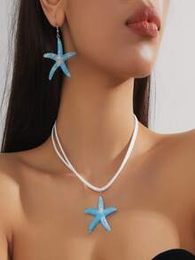 Bohemian Casual Resort Starfish Versatile Retro Starfish Geometric Design Creative Jewelry Set - Multicolor - View 3