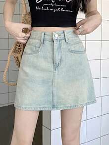 Mẫu mới về: Chân váy ngắn denim wash, kiểu dáng thường ngày, thích hợp cho mùa hè. - Rửa nhẹ - Xem 8