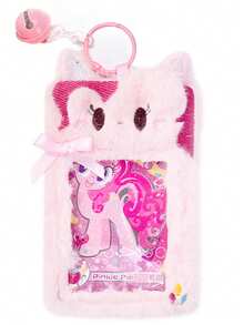 MY LITTLE PONY 女孩毛绒卡包，独角兽和彩虹小马装饰，可爱校园证件卡钱包，带钥匙扣，可装卡片、文件，学生和上班族时尚配饰，女士圣诞礼物 - 彩色 - 查看 20
