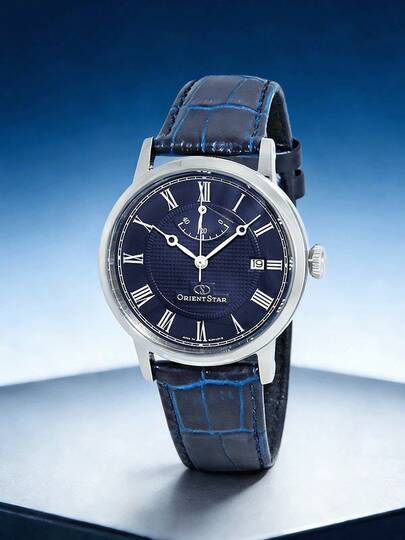  Classic Elegant Oriental Automatic Wristwatch With Blue Dial Chronograph