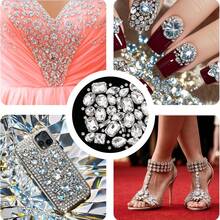 240 buah Rhinestone Kaca Berbagai Bentuk dengan Pengait Perak, Cocok untuk Perhiasan, Kerajinan Tangan, Pakaian, Sepatu (Putih) - 240 berlian yang dijahit dengan tangan - View 6