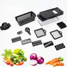 14-In-1 Black Multifunctional Vegetable Chopper - Professional Onion Dicer, Fruit And Vegetable Slicer, ABS Material With Container Kitchen Cutting Tool - Universal Food Prep Tool For Home Chefs - Multicolor - View 5