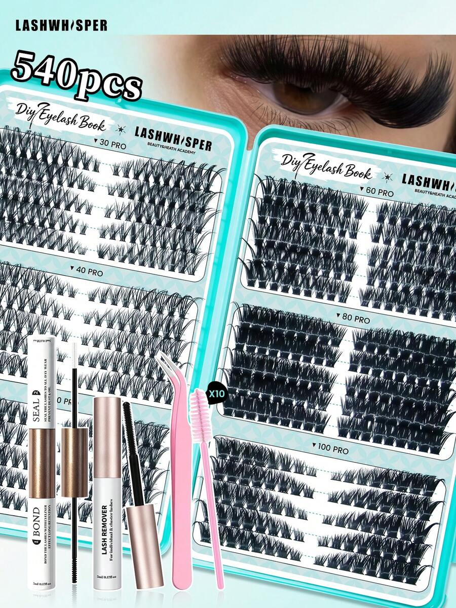 DIY睫毛嫁接套装睫毛粘合剂和密封剂簇状睫毛胶水防水持久睫毛粘合剂密封剂化妆工具 - 彩色 - 查看 1