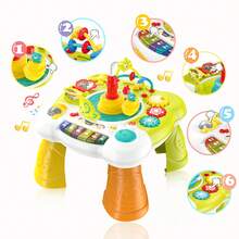 ESOLOM Toddler Musical Activity Table: Interactive Learning Toy With Piano, Lights & Toddler-Ready Activities - Green Plastic Design, Battery-Powered (Batteries Not Included) For 6+ Months, Rounded Edges, Portable With Carry Handle For Home & Travel, Toddler Entertainment | Playful Design | Rounded Edges, Musical Toy - Green - View 9