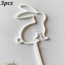 1 pezzo/3 pezzi/6 pezzi Decorazioni per torta in acrilico a forma di coniglio di Pasqua, decorazioni per torte per feste di Pasqua - Multicolore - Visualizzare 11
