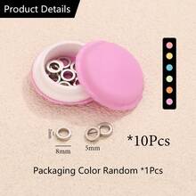 1 Exquisito envase de plástico para macarons que contiene 10 piezas de cuentas circulares de acero inoxidable 304 chapadas en oro de 18K de varios tamaños para hacer accesorios de joyería DIY, color de la caja aleatorio - cuentas circulares - Ver 13