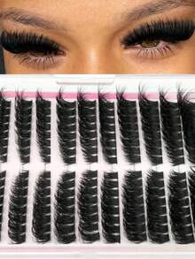 192 racimos de pestañas individuales con rizo D, pestañas voluminosas y esponjosas que no se caen, puntas realistas, extensiones de pestañas reutilizables y fáciles de aplicar, esencial de viaje para maquillaje sobre la marcha, regalo de San Valentín para ella, perfecto para look diario, cita nocturna y fiesta, gran regalo para mujeres y entusiastas de la belleza - D - Ver 3