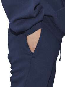 Mens Casual Tech Fleece Solid Stacked Sweat Pants - Navy Blue - View 7