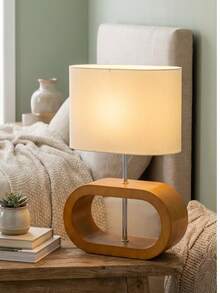 Wooden Office Table Lamp With Wood Shade - View 2