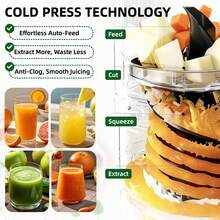 celiberry Cold Press Juicer Machines, Slow Masticating Juicer With Large Feed Chute For Whole Fruits & Vegetables, Easy To Clean, 300W Multi-Function Blender For Kitchen, 99% High Juice Yield, Quiet Juicer Extractor,  Anti-Clog, Idea Gifts For Holiday - US A Type Plug(110-127V) - View 9