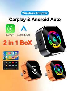 Adaptador inalámbrico de CarPlay, conexión estable y suave, compatible con control de voz, alimentado por USB, compatible con la mayoría de vehículos, incluye cables de datos USB-C y Lightning, adaptador inalámbrico de CarPlay, audio manos libres, accesorio de moda, sonido de alta calidad, sin batería incluida - Q1A - Ver 2