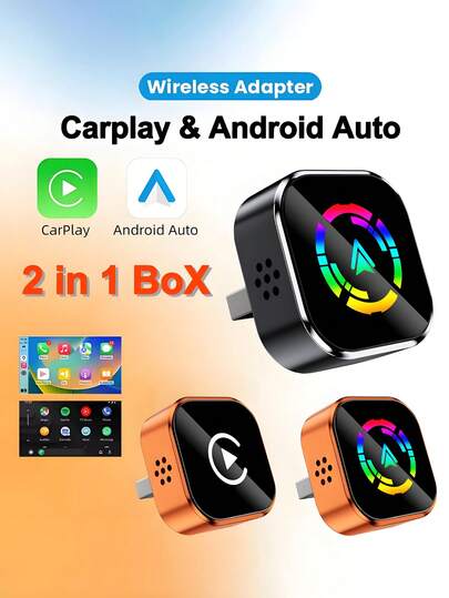 无线 CarPlay 适配器，连接稳定流畅，支持语音控制，USB 供电，兼容大多数车型，包含 USB-C 和 Lightning 数据线，无线 CarPlay 适配器，免提音频，时尚小工具，高品质音效，不含电池
