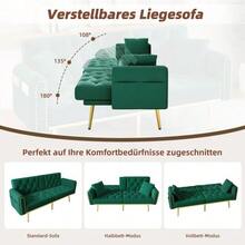 Canapé-lit double convertible avec fonction inclinable, trois positions d'inclinaison et porte-gobelets. Idéal pour le salon, la chambre, la salle de cinéma maison ou la chambre d'amis. Revêtement en tissu. Vert. - Vert sapin - Voir 3