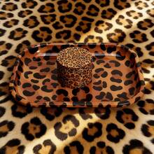 OFFPUFF 2 Pieces Leopard Print  Rolling Tray And Herb Grinder Set - Beo - Xem 1