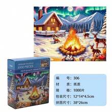 1000片什锦拼图，成人拼图，便携式DIY墙饰，生动的乡村风景，完美的圣诞礼物或家居/办公室装饰，38厘米 x 26厘米（14.96英寸 x 10.24英寸），中等难度，混合颜色 - 彩色 - 查看 9