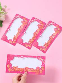 12个粉金生日红包，纸质烫金窗口设计，可装现金、礼品卡、生日红包，派对礼品信封，适用于生日庆祝和送礼 - 粉色 - 查看 5