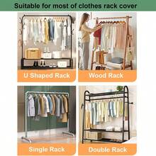 Multi-Size Minimalist Transparent Dust Cover, Dustproof, Waterproof, Moisture-Proof, Spacious Garment Hanging Storage Rack, Zipper Transparent Garment Rack Cover, Suitable For Hanging Clothes, Wardrobe, Living Room, Laundry Room, Balcony, Home Storage And Organization - Multicolor - View 2