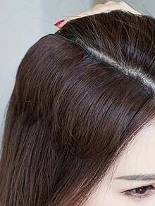 Women's Seamless Hair Root Patch, Volumizing Top Hair Piece, Basic Hairline Thickening Patch, Straight Synthetic Hair Smooth Voluminous Clip-In Hair Extension, Invisible Synthetic Hair Accessory For Straight Hair Women, Suitable For Halloween And Christmas - Multicolor - View 2