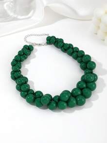 PHCOO 1 chiếc vòng cổ nhựa đính hạt tròn tối giản kiểu cổ điển, phụ kiện không thể thiếu cho váy mùa hè. - màu xanh lá - Xem 8