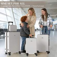 YSTYLE Set Of 4 ABS Hardside Trolley Suitcases For Travel With TSA Lock - White - View 2