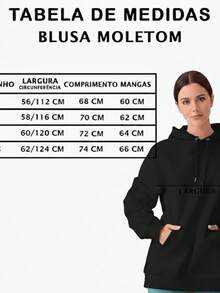 Moletom Canguru Feminino Corações e Flamingo Capuz e Bolso Estiloso e Delicado Quentinho Algodão de Qualidade - Preto - Visão 2