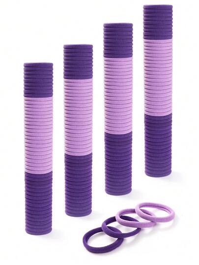 100个/包 大号渐变紫色发圈，加厚无缝发绳，弹性马尾发圈，不伤发，适合浓密卷发