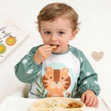 1pc Newborn Infant Reversible Feeding Bib, Baby Eating Smock, Unisex - Multicolor - View 9