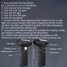 6000mAh 手持式涡轮风扇，除雪除尘制冷带照明，USB充电 - 黑色 - 查看 12